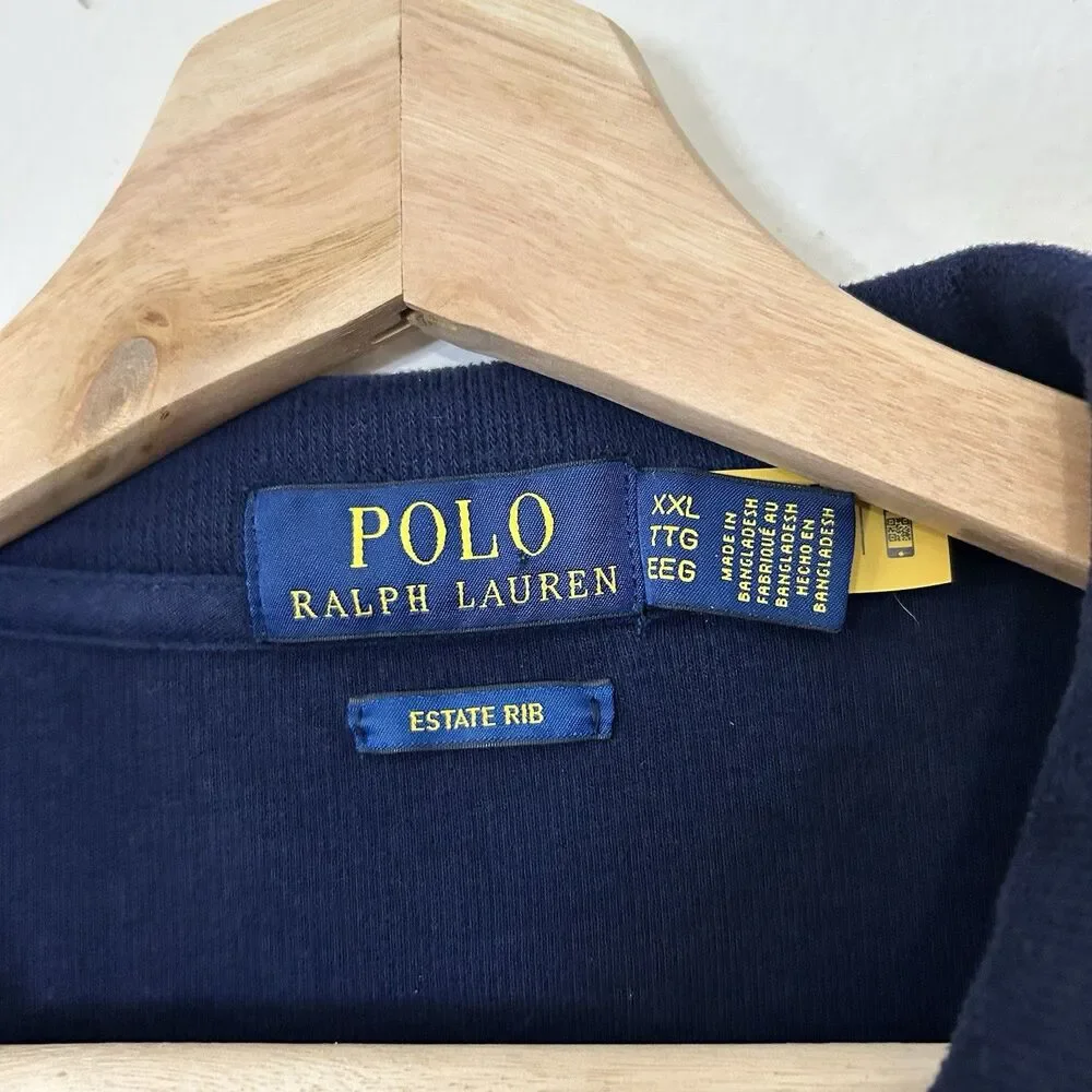 Polo Ralph Lauren Estate-Rib Quarter-Zip Pullover Size XXL in navy blue, Preppy